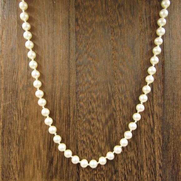 Jewelry - 16" Sterling Silver Faux Pearl Necklace Vintage